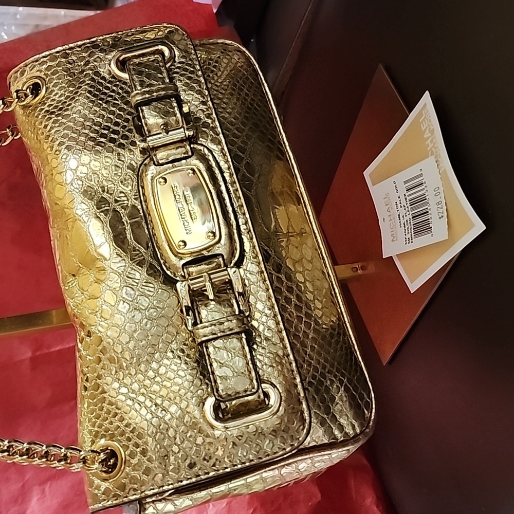 Michael Kors Truly Lavish "All That Glitters" Hamilton Leather Bag Nwt - Picture 2 of 14